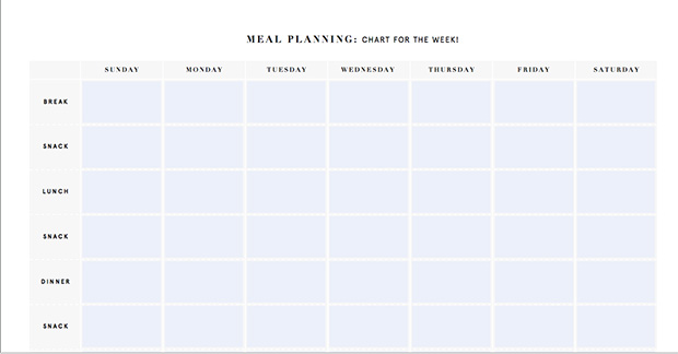 Printable Meal Planning Templates: Nutrition Stripped Weekly Meal Planner